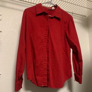 Red Long Sleeve Corduroy Button up
